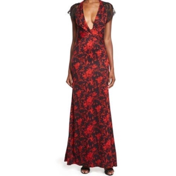 DVF Faustine Silk Jersey and Lace Gown - Picture 1 of 6